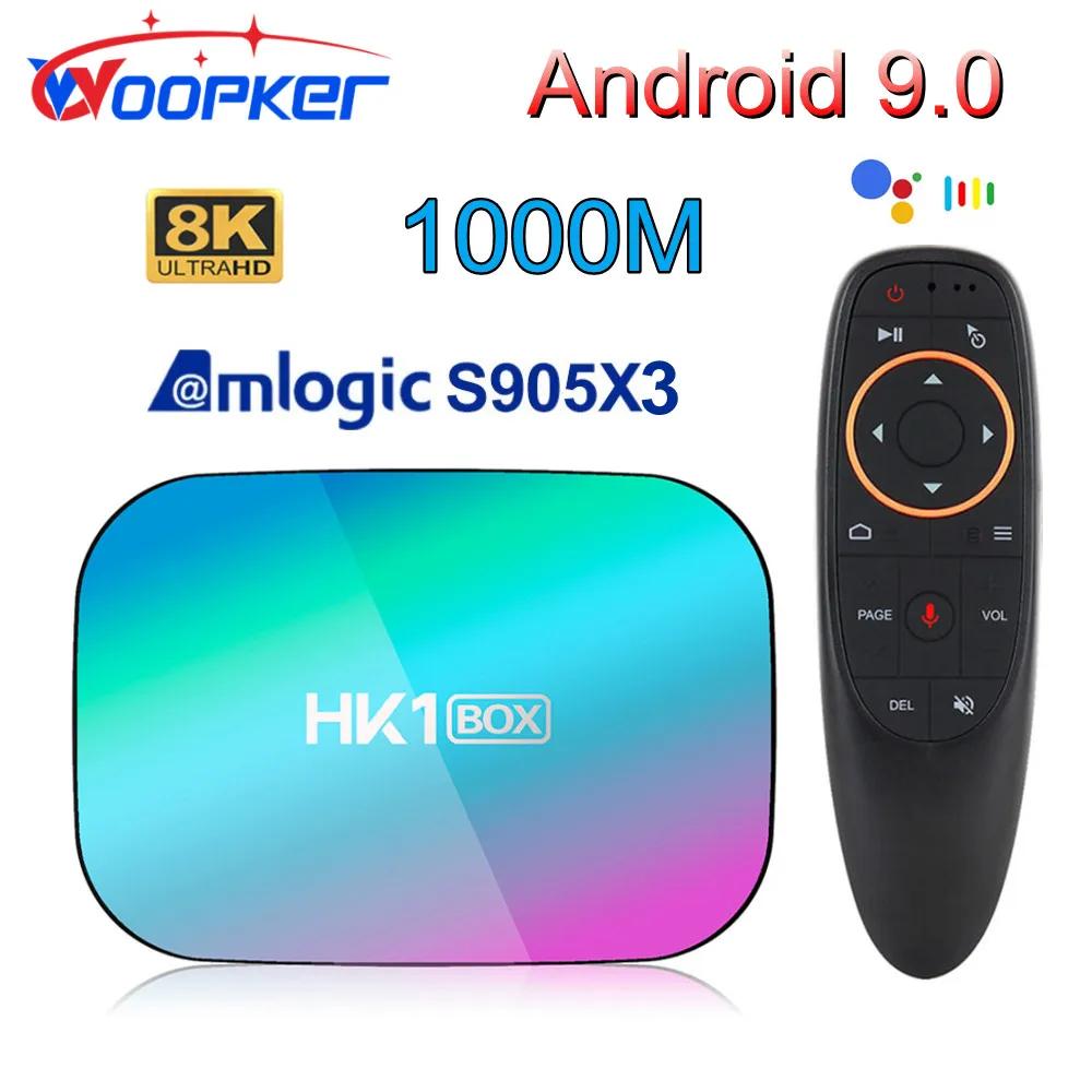 Woopker HK1 BOX  ڽ, ȵ̵ 9.0, Amlogic S905X3 4B, 128GB, 1000M   ̵ ÷̾,  ÷ Ʃ, 8K TV ڽ